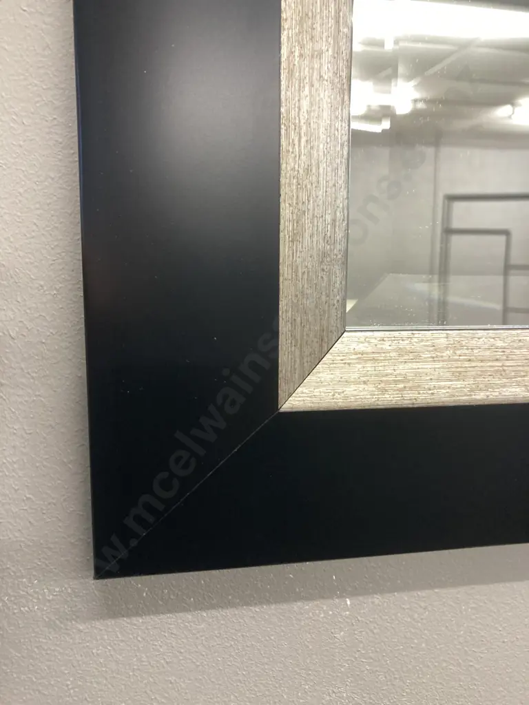 Wall Mirror, Bevelled Edge, Black & Brushed Bronze Frame. 60 x 75cm Image 1++